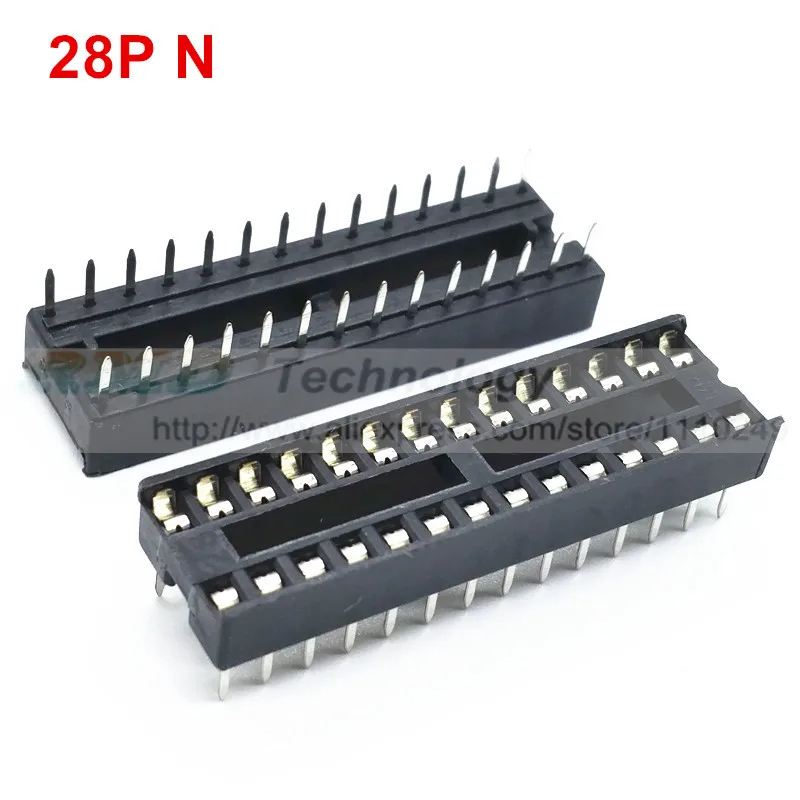 20 шт. IC сиденье 6 8 14 16 20 24 28 32 40 pin 2,54 мм PIN шаг MCU гнездо чип база ic розетки Слот - Цвет: 28P N