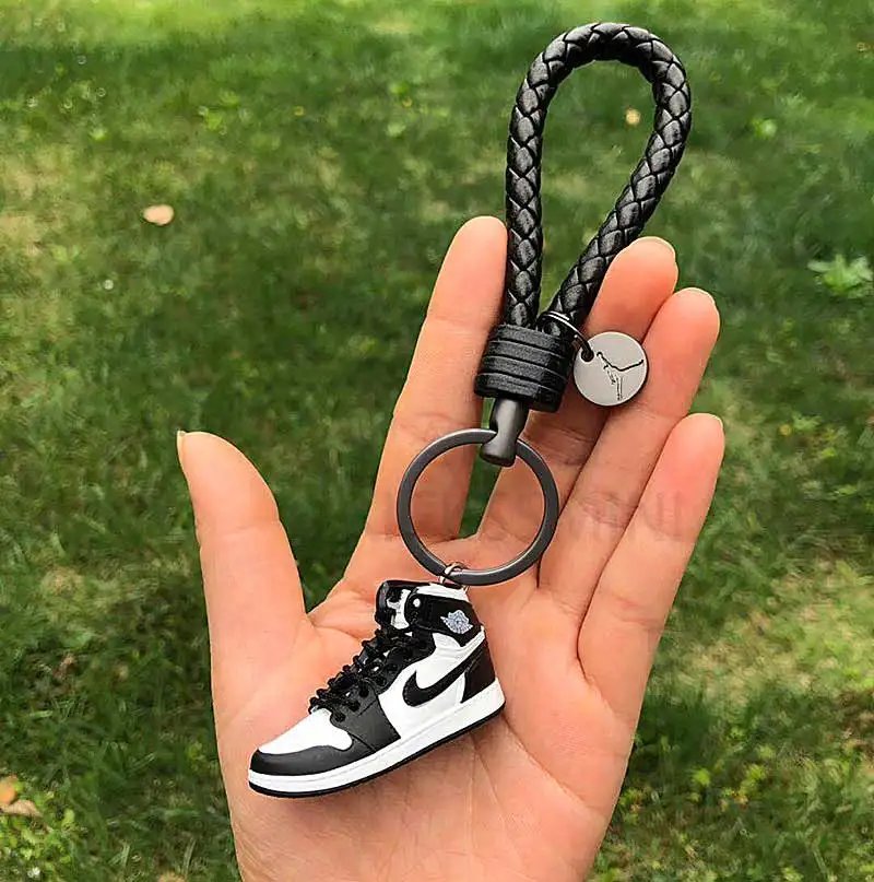 AJ1 BLACK WHITE Дропшиппинг брелок в виде кроссовка s Кукла аксессуар-брелок 1/6 масштаб 3D Мини башмак с веревкой и посылка брелок в виде кроссовка - Цвет: AJ1 BLACK WHITE