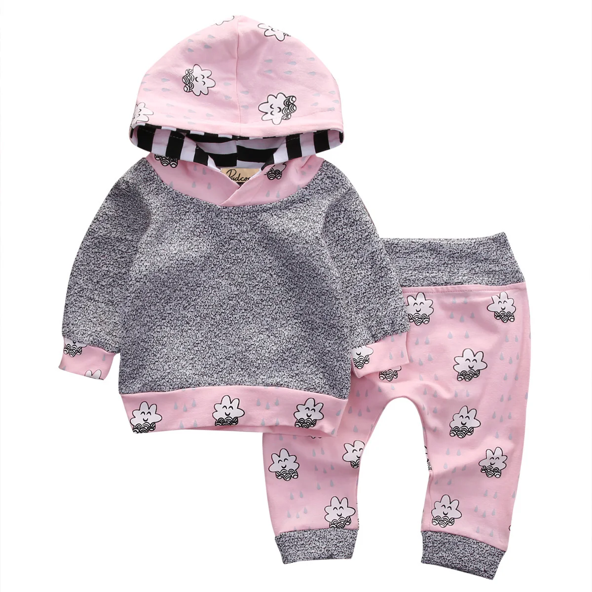 US STOCK toddler Newborn Baby Boys Girls printed Clouds Hoodie long sleeve coat Tops and floral Pants Set Outfit for baby | Детская