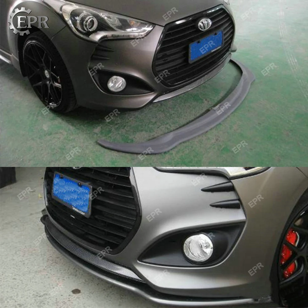 Углеродная Передняя губка для Hyundai Veloster углеродное волокно бампер Нижняя Губка