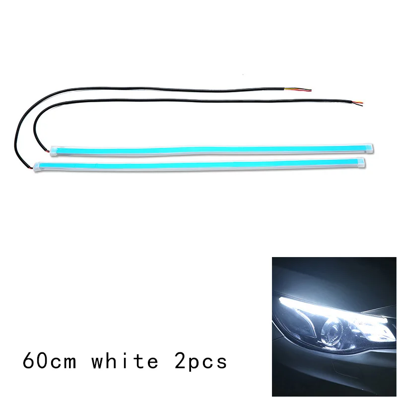 2 PCS Auto Lamps For Cars DRL Ultrafine LED 30 45 60cm Daytime Running Light Solid color CAR Styling Accessories