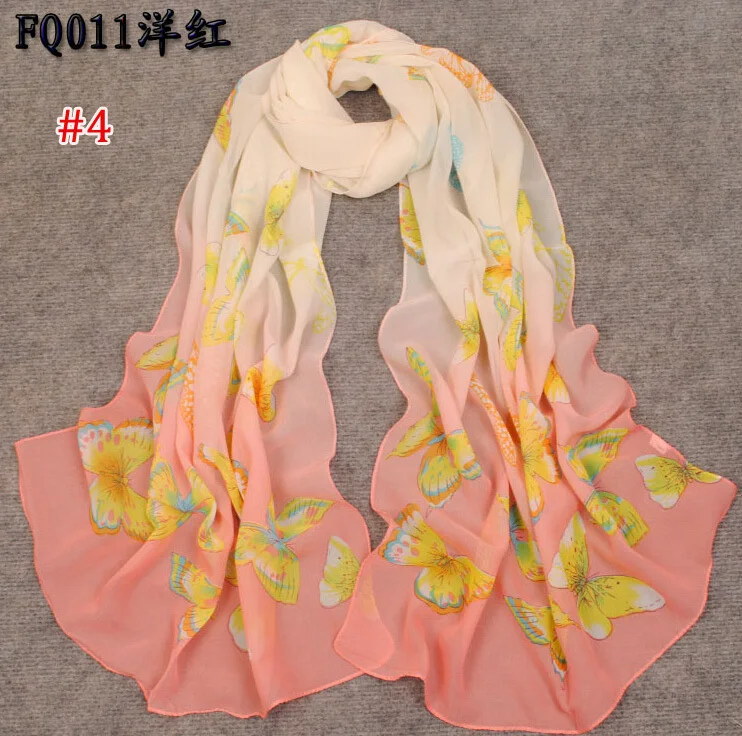 Оптовая продажа 10 шт./лот принт бабочки Цветочный шарф/шали шифоновый красивый