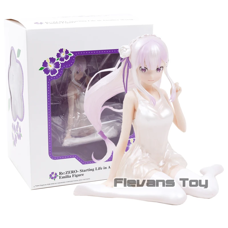Emilia box Re: ZERO начало жизни в другом мире Rem/Ram/Emilia пижамы Ver. ПВХ фигурка Коллекционная модель игрушки - Цвет: Emilia box
