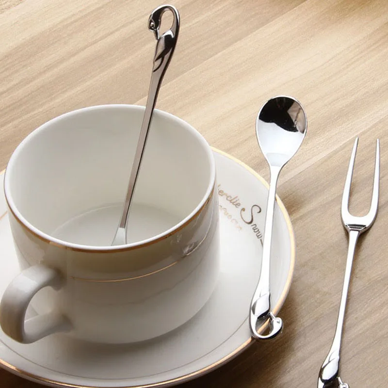 Ложка для кофейного чая в форме лебедя OBR вилка фруктов ложки мороженого из