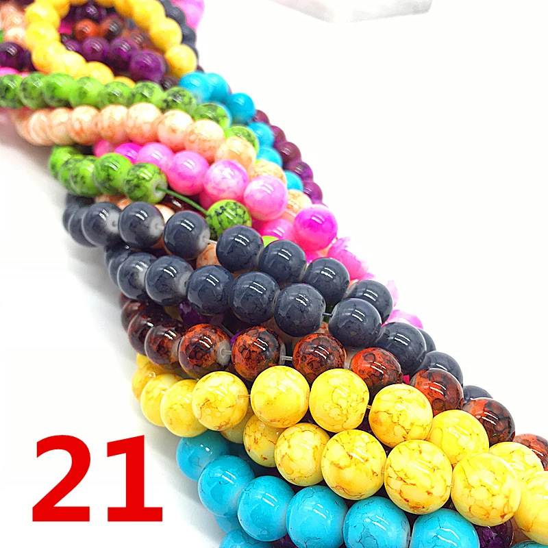 

NEW 4 /6 /8 /10 mm Color mixing Chic Glass Loose Spacer Charm Beads Pattern DIY Jewelry Making Accessory