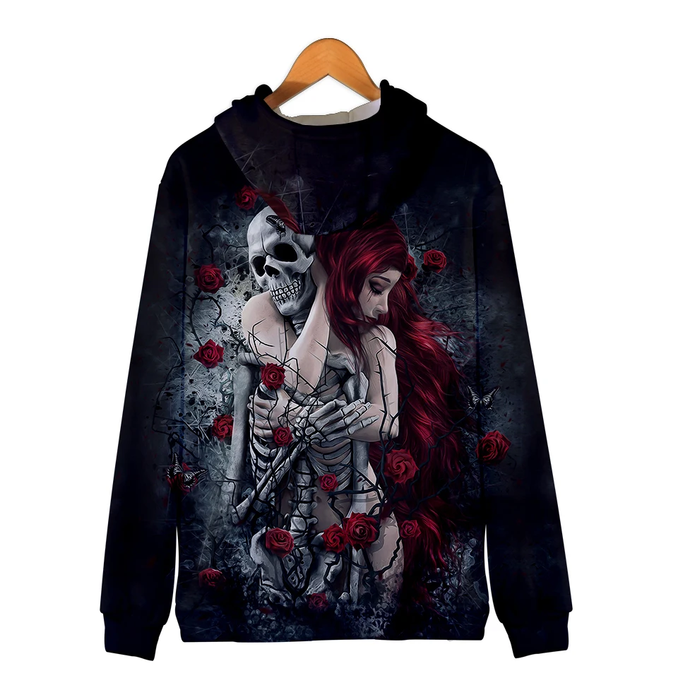 WAMNI толстовка на молнии с черепом в стиле хип-хоп водным принтом Женская западном