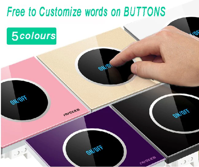 

Gold Luxury Waterproof Glass Panel 2 gangs1 way Touch Light Switch, 110V~250V Wall Touch switch, Free Design Logo Free Shipping