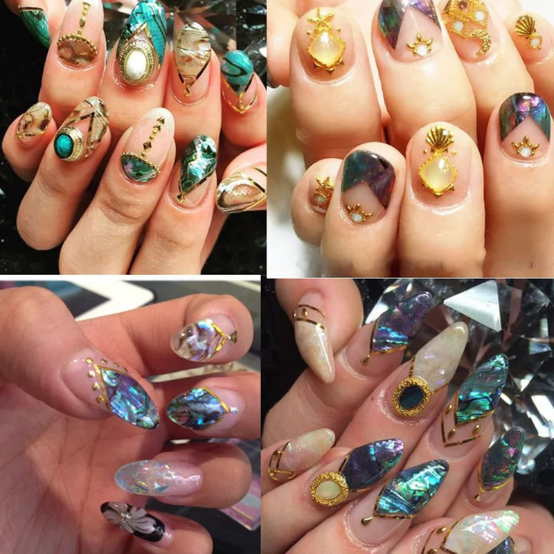 1 шт оболочка Абалон дизайн ногтей Наклейка градиент Русалка хлопья гвоздь