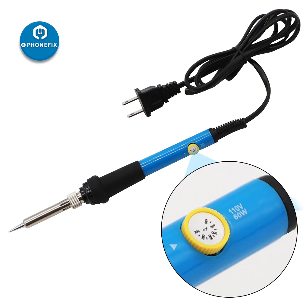 

PHONEFIX 110V 220V Adjustable Temperature Controlled Soldering Iron kit 60W Soldering Welding Iron Kit with 5 Extra Tips