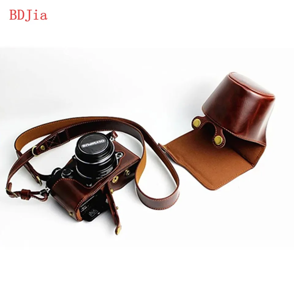 NEW!Pu Leather Camera Bag Case For Olympus PEN-F With Battery Opening+Shoulder Strap Free Shipping | Электроника