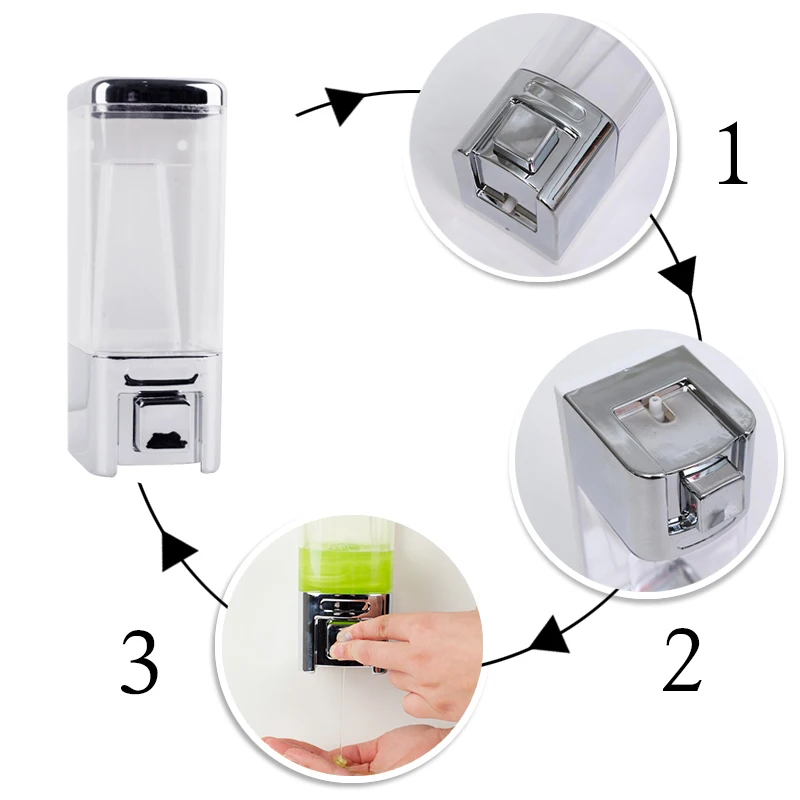 380ml Luxury Wall Mounted Hand Liquid Soap Dispensers with Liquid Window Shower Washroom Shampoo Dispenser for Kitchen Bathroom