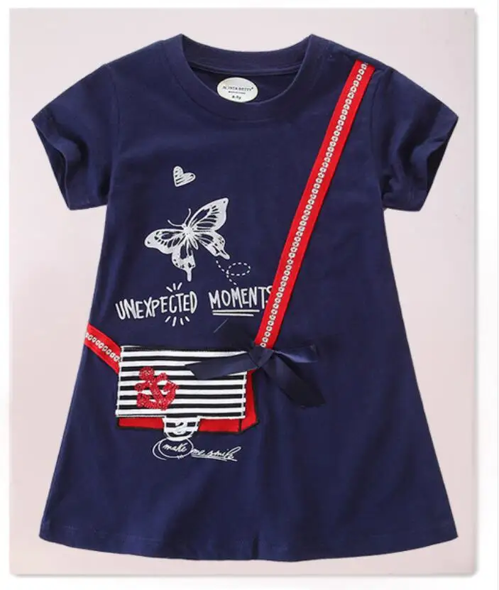 6 шт./лот платье для девочек детская одежда короткий рукав-бабочка летнее девочки