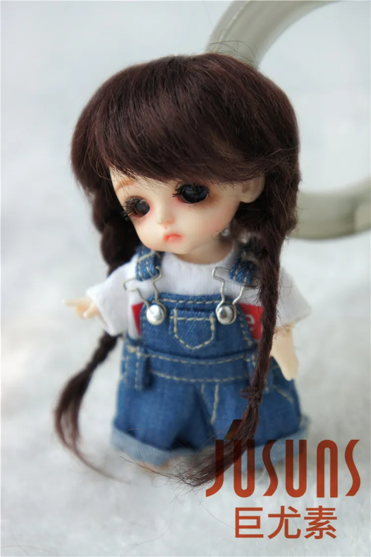 JD018 модный bjd парик мохера Размер 3-4 дюймов 4-5 дюймов и 9-10 дюймов Красивая Ана два оплетки парик для куклы Высокое качество кукольные волосы - Цвет: 3-4inch Coffeeblack