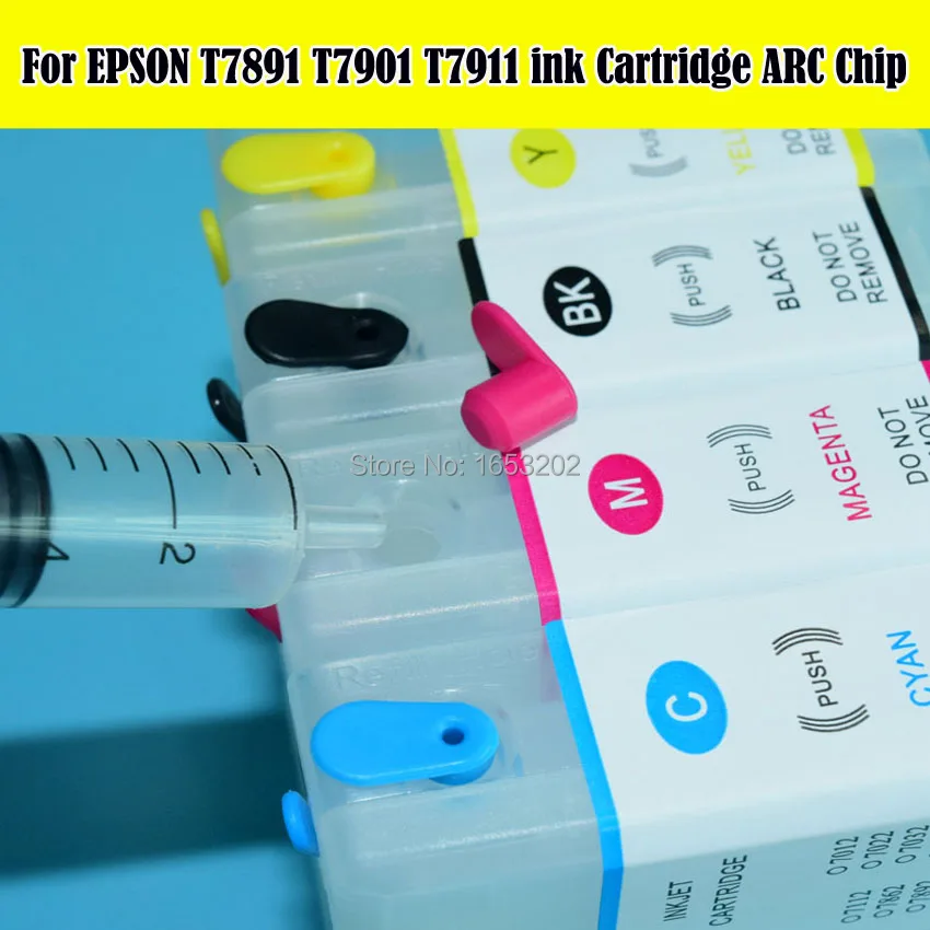 T7911 многоразовый картридж с чипом ARC для принтера Epson T7914 WF 4630/4640/5110