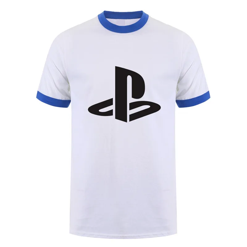 White Royal neck Футболка Playstation летняя хлопковая забавная футболка с короткими рукавами Мужская футболка футболки LH-083 - Цвет: White Royal neck