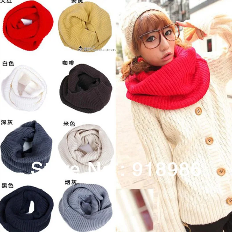 

2017 New Fashion Style Unisex Winter Knitting Wool Collar Neck Warmer Women Ring Scarf Shawl