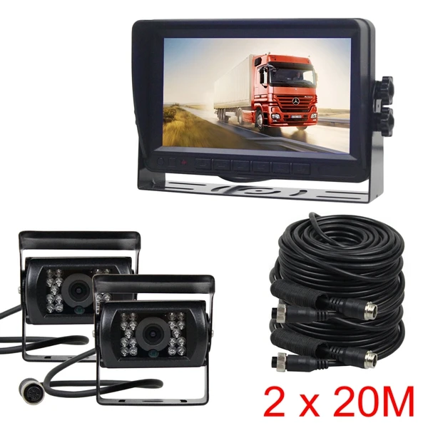 20M DIYKIT AHD 7 дюймов TFT ЖК-дисплей автомобильный монитор заднего вида монитор 2 x Водонепроницаемый ИК Ночное видение 960P AHD резервного копирования Камера 1V2 - Цвет: 20M