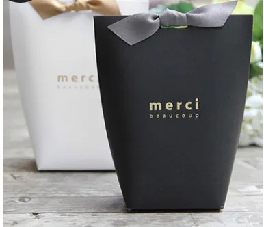 Романтический крафт-бумажный пакет, бронзированный французский "Merci", спасибо, Подарочная коробка, посылка, для свадебной вечеринки, конфетные пакеты, спасибо подарок