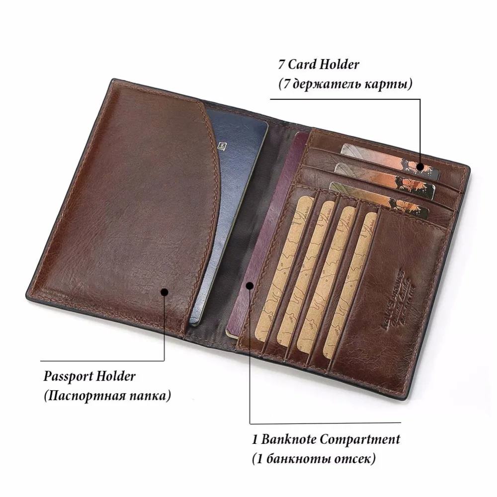 Из натуральной кожи Для мужчин кошелек Обложка для паспорта ID Бизнес держатель
