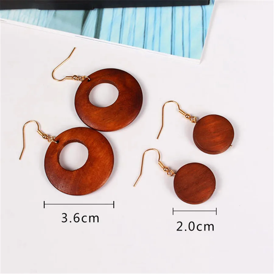 Модные круглые деревянные серьги для девочек в подарок на день рождения|earrings