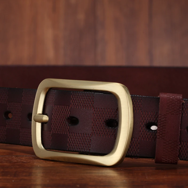 FURONG 2018 New Designer Belts For Men Luxury Cowhide Emboss Fashion Pin Buckle Belt Brown Genuine Leather Ceinture FR042 | Аксессуары