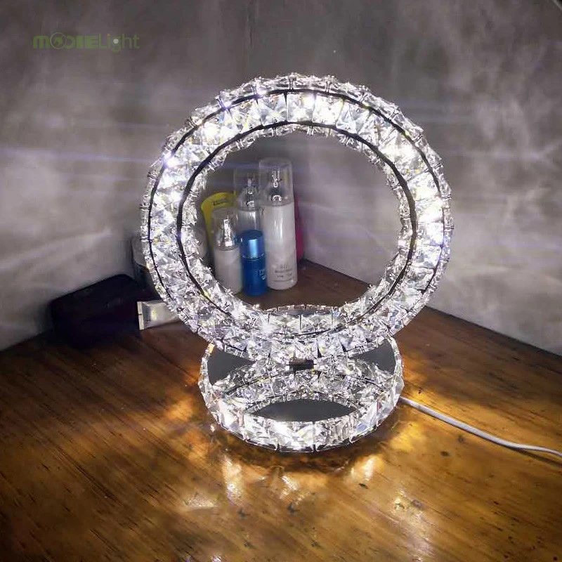 Современные хрустальные настольные лампы из нержавеющей стали светодиодная