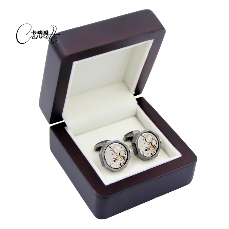 Высококачественные французские манжеты в подарочной коробке деревянные 80*80*47 мм