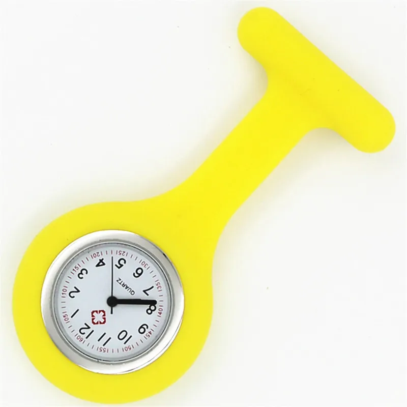 yellow silicone nurse watch fob pocket quartz medical watch dots doctor nursing lapel gift hospital health brooch watch wholesale - Цвет: yellow