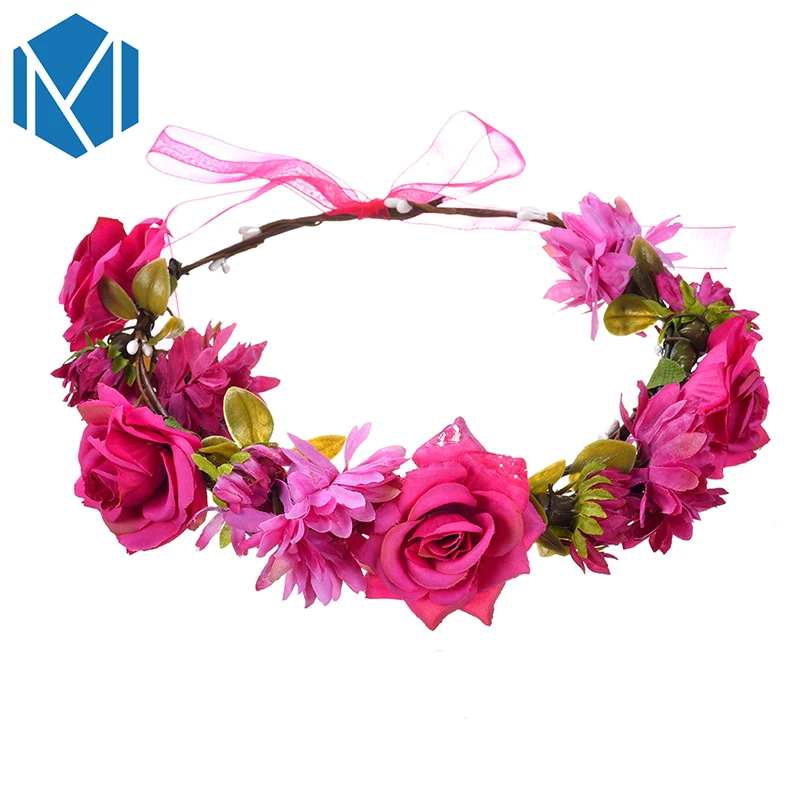 M MISM 2020 богемный стиль для девочек свадебные ободки с розами гирлянда головные