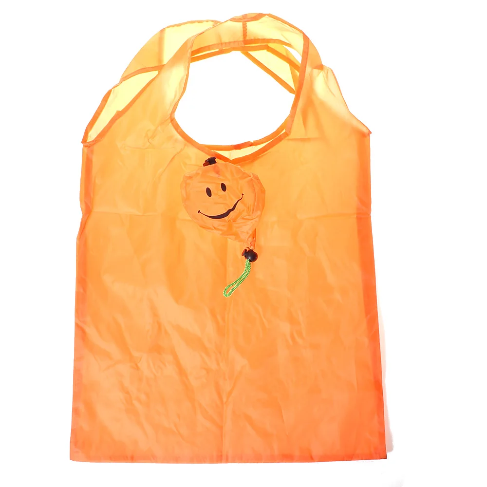 

Tropical Outdoor Orange Smiling Face Foldable Eco Reusable Shopping Bags Reusable Tote Pouch Recycle Storage Handbags 36cm*52cm