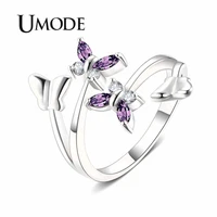 umode purple butterfly wedding rings for women open adjustable rings fashion lovers jewelry accessories ur0496b
