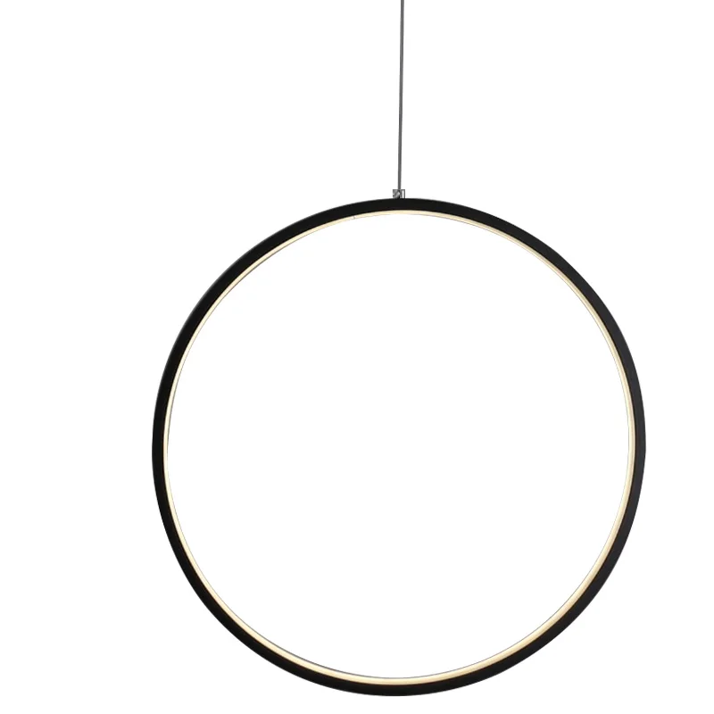 Lámpara colgante de luz circular, anillo Vertical moderno para escaleras, vestíbulo, accesorio de iluminación Simple