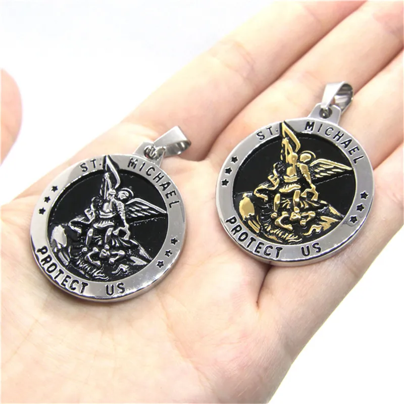 Подвеска SAINT MICHAEL PROTECT US 316L из нержавеющей стали Ювелирная подвеска с Майклом |