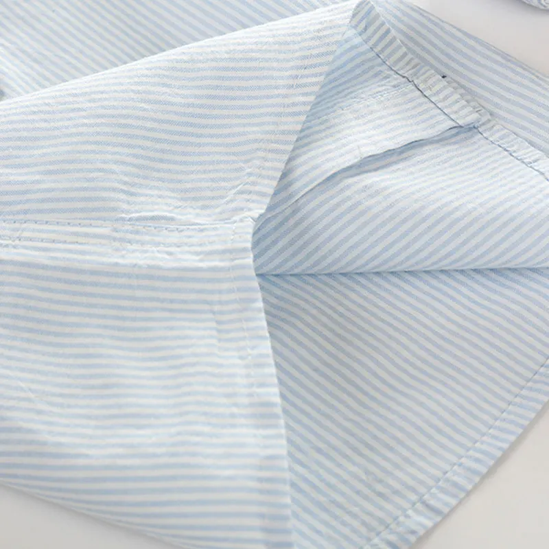 Новая весенняя рубашка в полоску с воротником Мандарин для мальчиков Детская