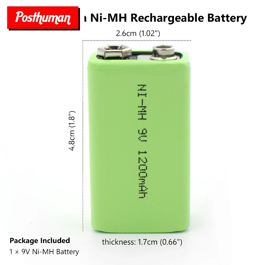Postuman 1 шт 9В 1200 мАч Ni-MH перезаряжаемый 9 вольт NiMH аккумулятор высокой плотности энергии для беспроводного микрофона игрушечного автомобиля