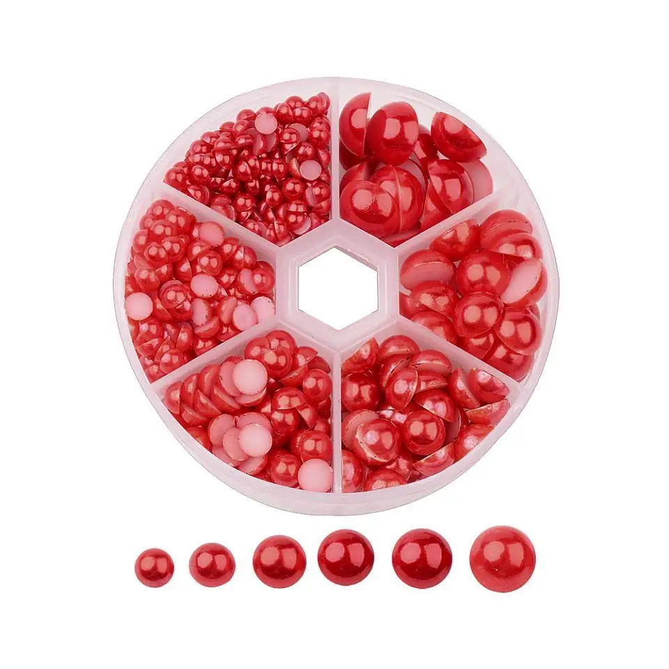 Red 1 коробка полукруглый искусственный жемчуг ABS Акриловые купол Кабошоны Ювелирных изделий Набор «сделай сам» для 4~ 12x2~ 6 мм; около 690 шт./кор - Цвет: Red