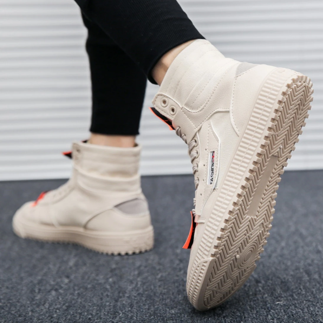 Men's Casual PU Shoes Non-slip High-Top Comfortable Fashion Summer Autumn Flat Outdoor Walking Trainers Sneakers Size:39-44 | Обувь