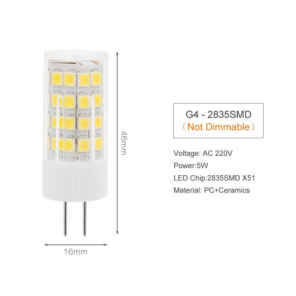 G4 220V 3 Вт 5 Вт 7 Вт затемняемый G4 220 В светодиодный светильник 2835 SMD COB светодиодный светильник для хрустальной люстры лампа Заменить галогенный точечный светильник - Испускаемый цвет: G4 220V