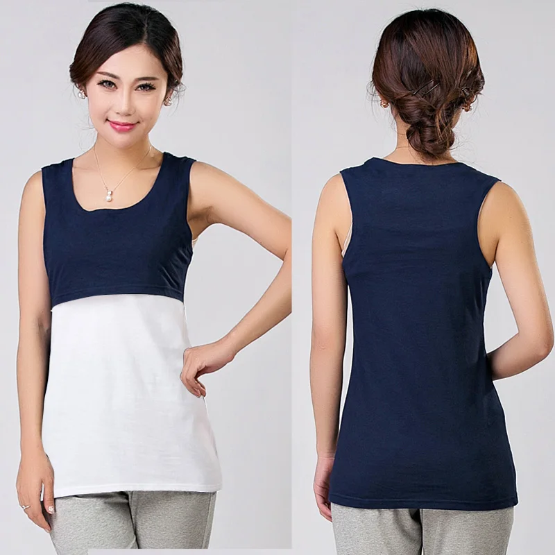 Летняя хлопковая майка для кормящих матерей Одежда беременных грудного