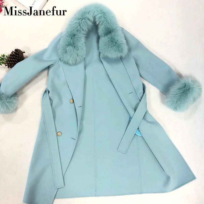 Для женщин Зимняя шерстяная одежда пальто Теплый Slim Fit Мода Повседневное Офисные женские туфли смеси женщина куртка меховой капюшон хаки плюс Размеры