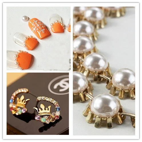 Mixed Size Box Packing White AB 3mm~12mm Imitation Flatback pearl Half Round Pearls For DIY Crafts Decoration B2044 | Дом и сад