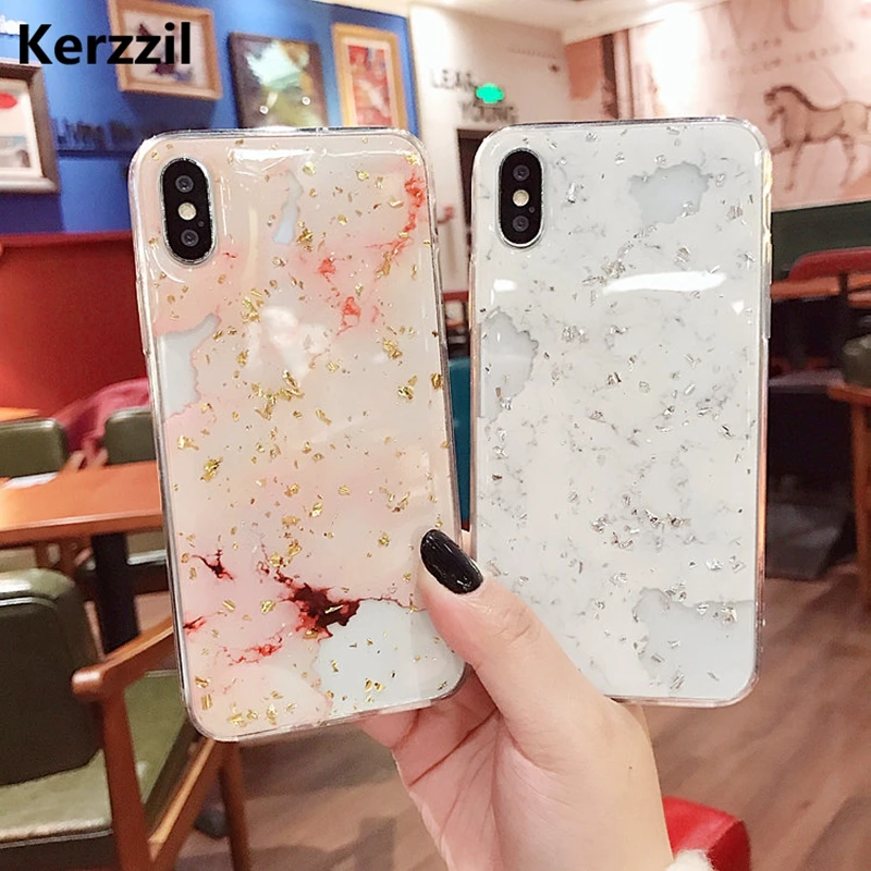 Роскошный чехол Kerzzil из фольги и мрамора для iphone 6 S X 7 8 Plus модные крутые