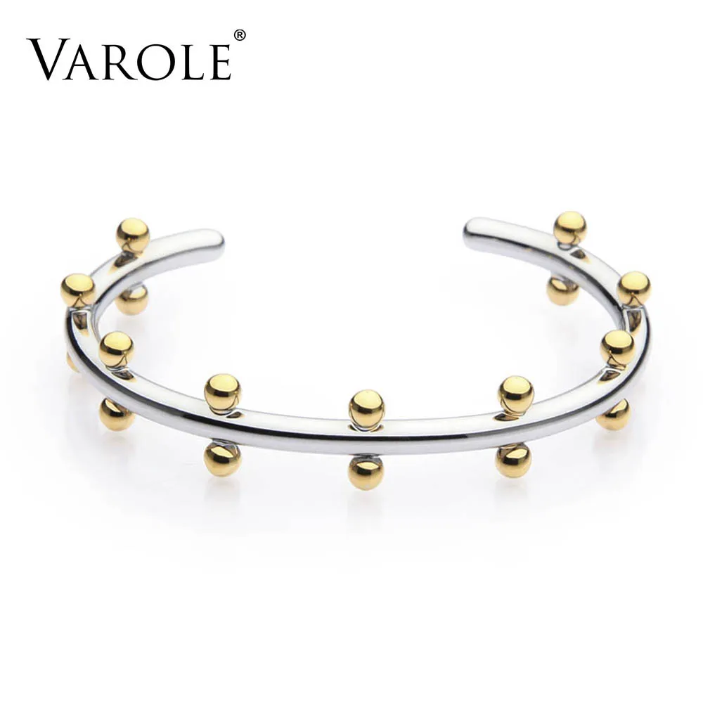 Gold Silver Браслет VAROLE Noeud, браслет золотого цвета, манкетный браслет, браслеты с металлическими бусинами, браслеты-манжеты и браслет для женщин, ювелирные изделия Pulseiras - Окраска металла: Gold Silver