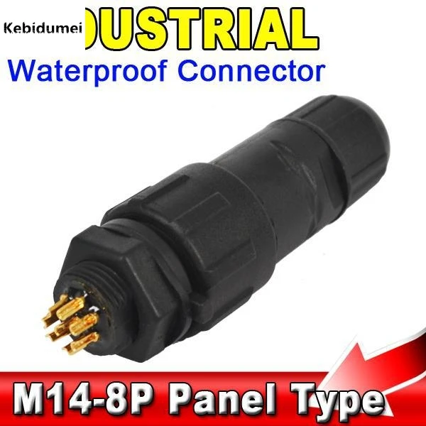 Новинка 4 шт. 8 контактов M14 IP68 водонепроницаемый разъем 8Pin промышленная панель