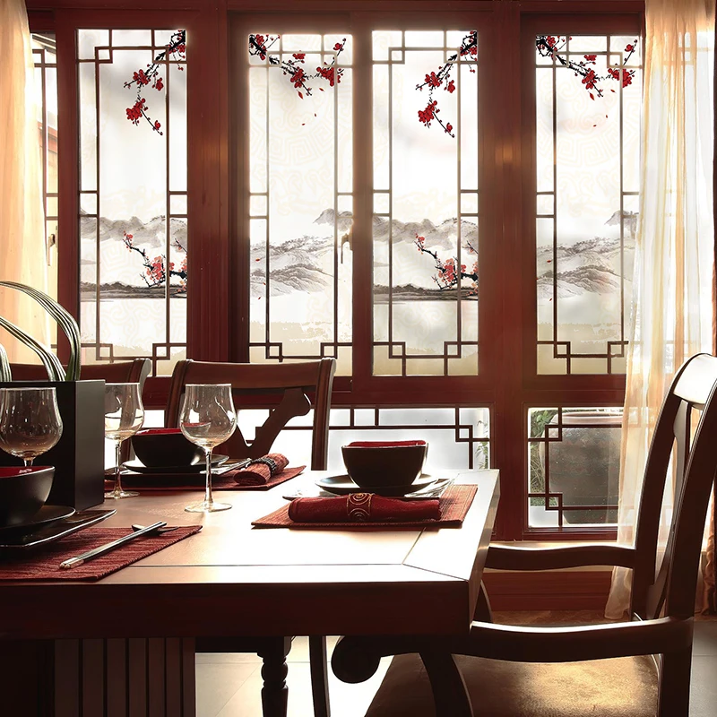 Матовые стеклянные наклейки на окна домашнее украшение в китайском стиле для