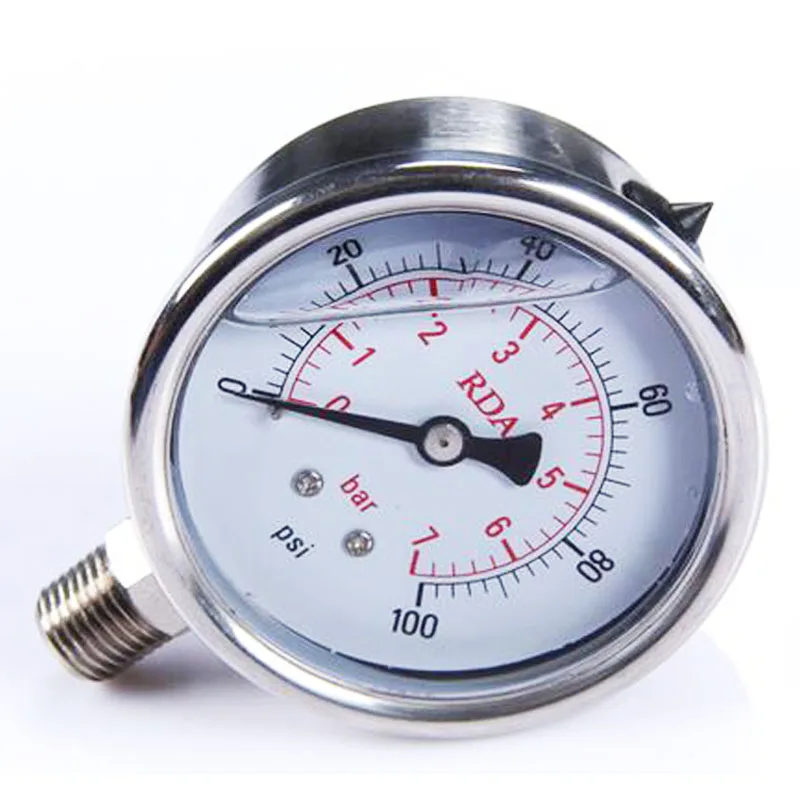 

SP 60mm 0-100 psi Radial stainless steel manometer Liquid Filled pressure gauge Air oil water Hydraulic Pressure gauge 1/4 NPT