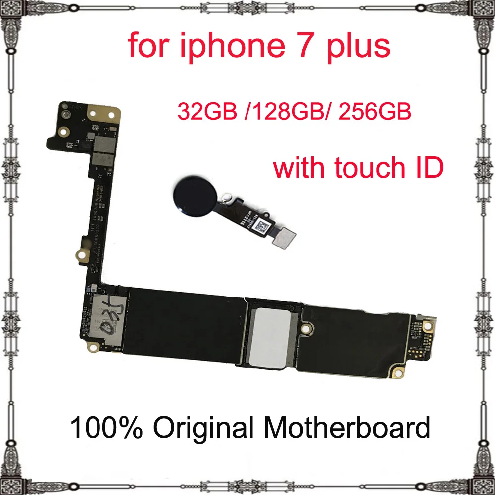 

Материнская плата 32 Гб 128 ГБ 256 ГБ для iphone 7 plus с/без отпечатков пальцев, оригинальная Заводская разблокированная материнская плата для iphone 7 ...