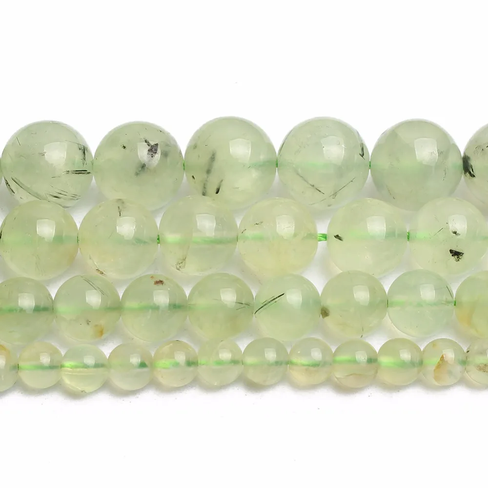 Smooth beads Pick Size 4.6.8.10 12mm Genuine Green Prehnita Round Loose Stone Beads For Jewelry Making | Украшения и аксессуары