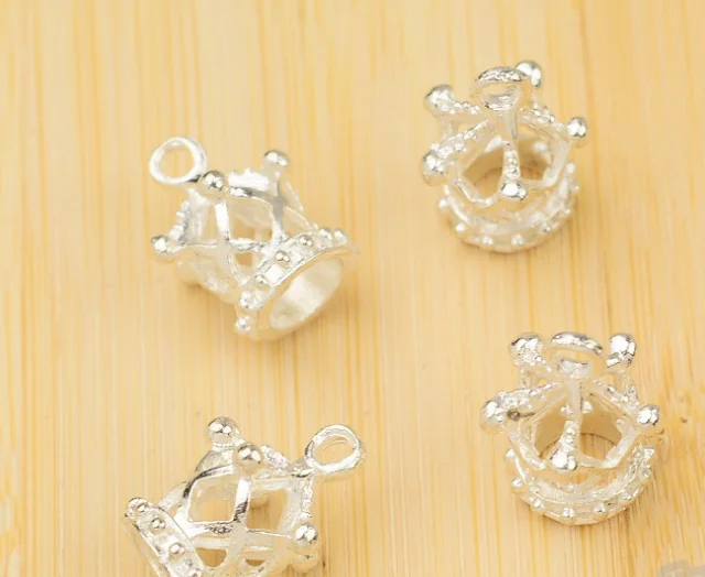 

50pcs Imperial Crown charm Bright silver pendants 17*11mm Handmade Jewelry DIY Alloy accessories Jewelry Findings Components