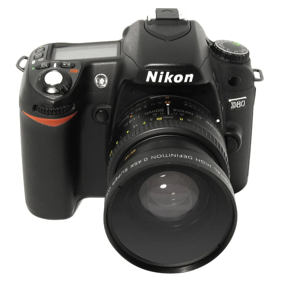 52MM 0.45x Wide Angle Lens + Macro for Cannon D5000 D5100 D3100 D7000 D3200 D80 D90 18-55MM Camera | Электроника
